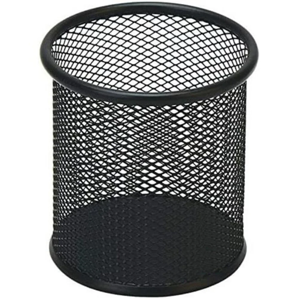Black Pen Holder Cup for Desk Wire Mesh Pencil Cup Holder for Desk Organizer